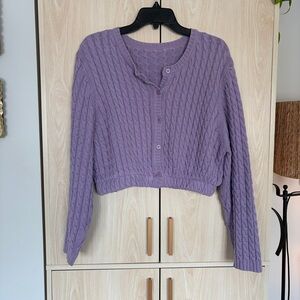 Lavender Cable Knit Cardigan